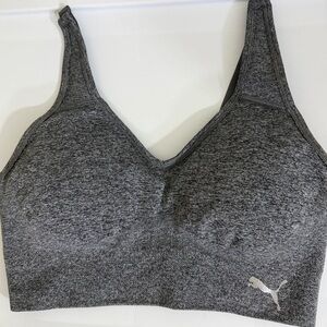 Puma Gray Heather Seamless V-Neck Sports Bra